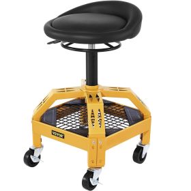 Rolling Garage Stool, 300LBS Capacity, Adjustable Height from 24 in to 28.7 in, Mechanic Seat with 360-degree Swivel Wheels and Tool Tray