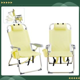 63*70*99cm Heightened Oxford Cloth Silver White Aluminum Tube Bearing 100kg Beach Chair Yellow (Option: Default Title)
